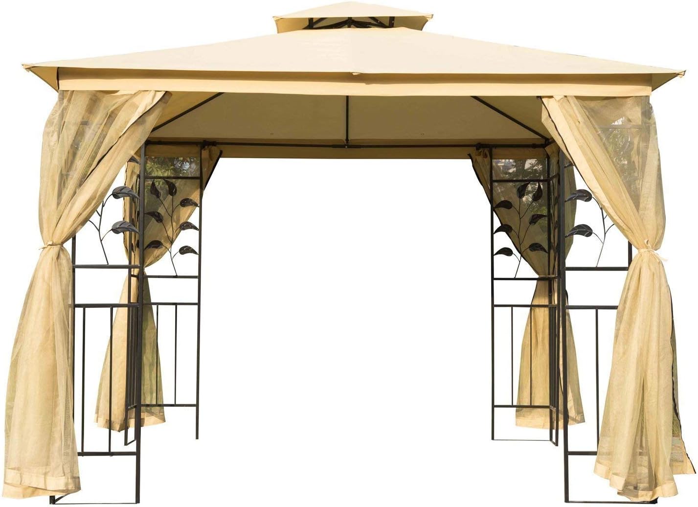 Grey 10' x 10' Outdoor Patio Gazebo Canopy with Steel Frame B8917