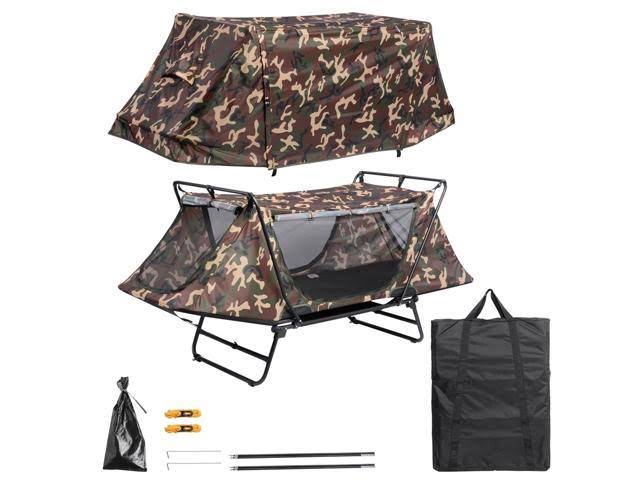 Single Tent Cot Folding Portable Waterproof Camping Hiking Bed with Rain Fly Bag H59285