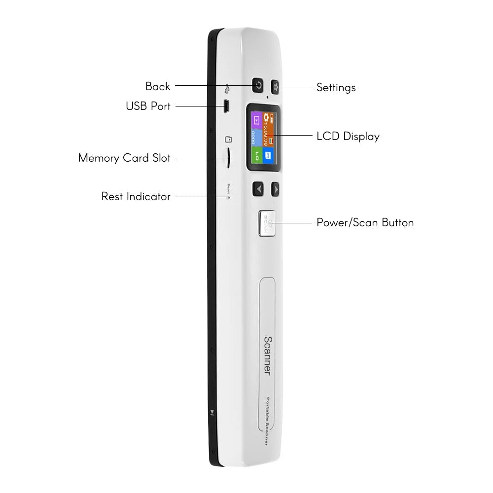 Portable Wand Document Scanner A4 Size 1050DPI LCD Display G315914