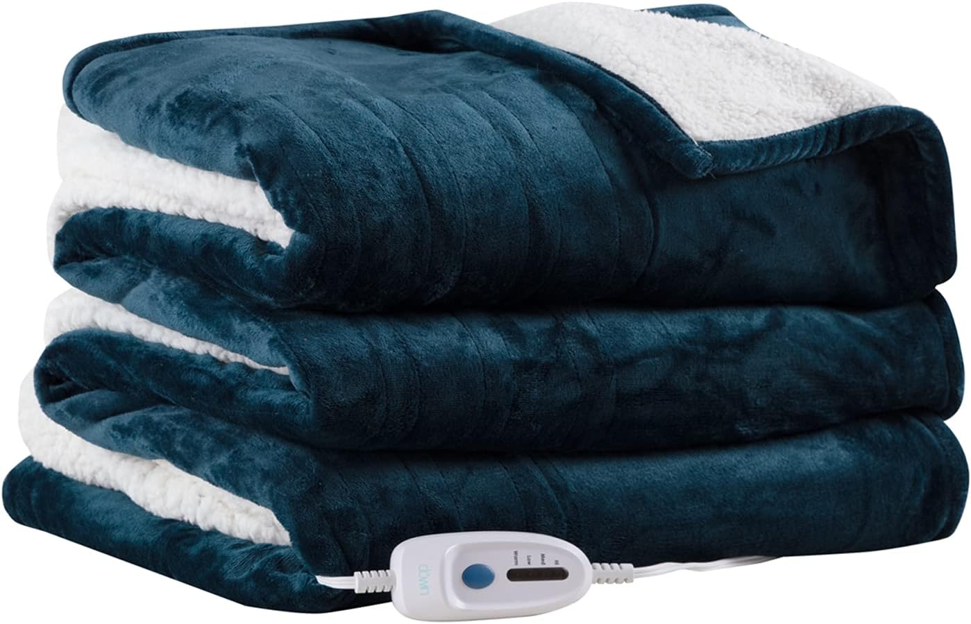 Blue 62 x 84 Electric Sherpa/Fleece Reversible Heating Blanket Throw Y2643