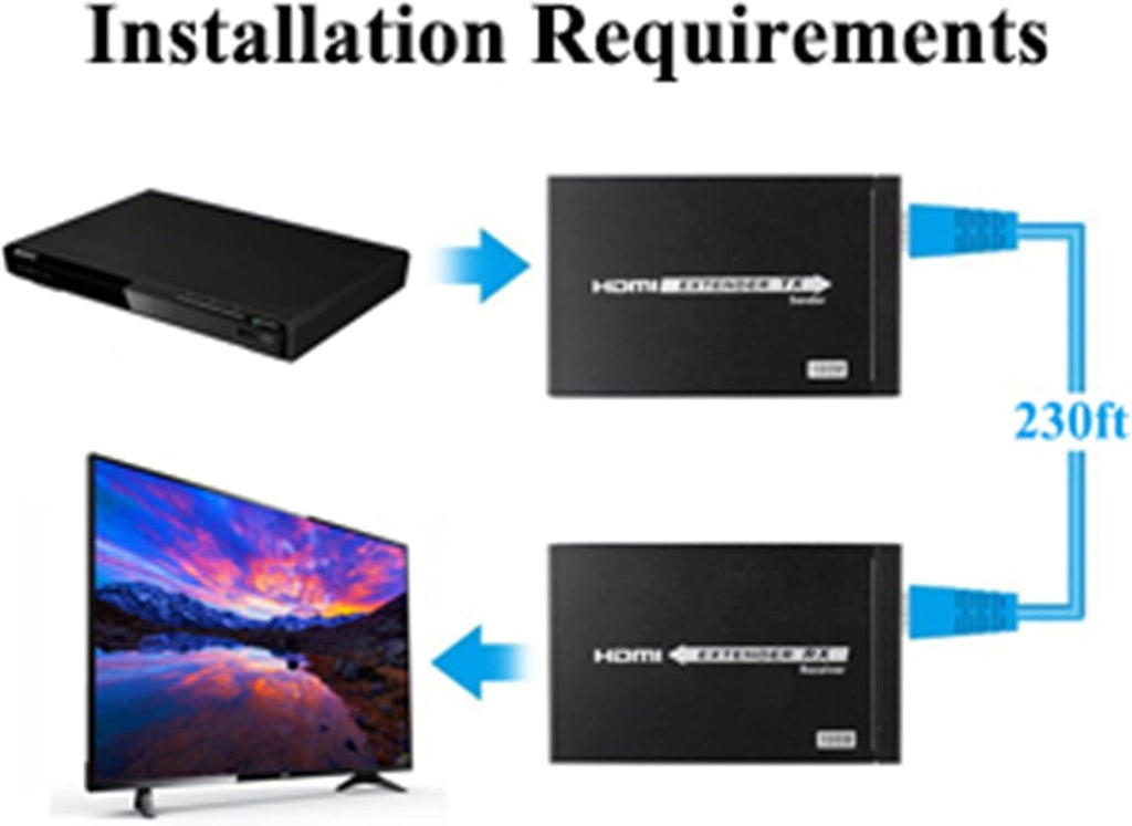 4K HDMI Extender Over CAT6 Cable Uncompressed Transmission up to 230ft N730
