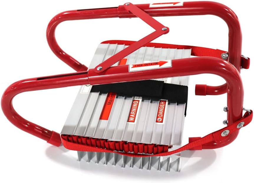 3 Story 25 Feet Retractable Emergency Escape Ladder with Anti-Slip Rungs N790942
