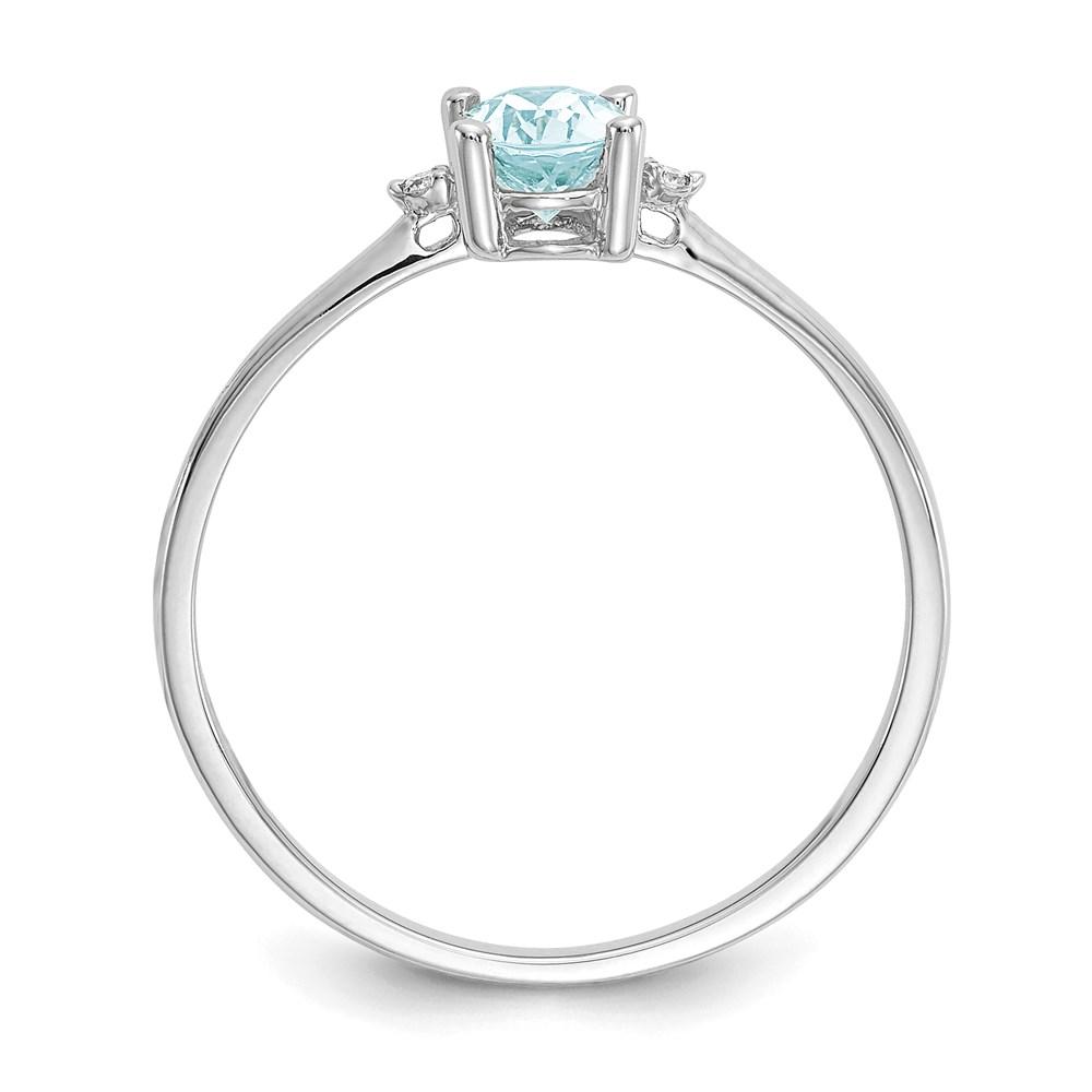 14k White Gold Real Diamond & Aquamarine Ring R2527