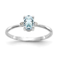 14k White Gold Real Diamond & Aquamarine Ring R2527