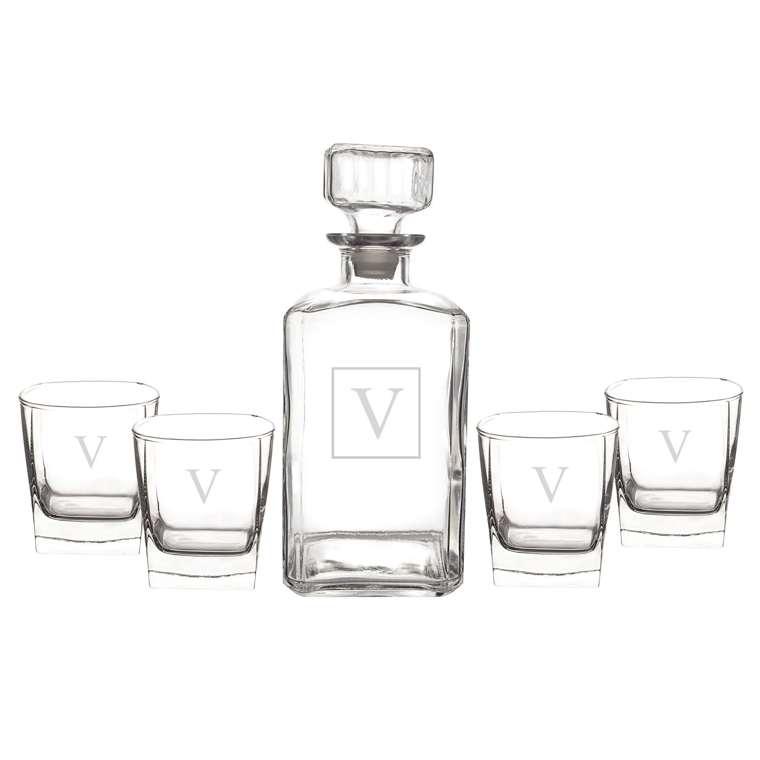 5 Pc Monogram Decanter Set V208