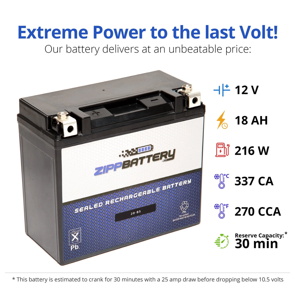 YTX20-BS 12 Volt 18 Ah 270 CCA Motorcycle Battery U93693