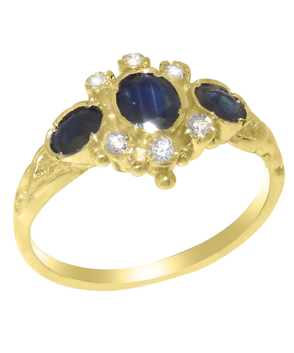 9k Yellow Gold Sapphire Diamond Ring A692879