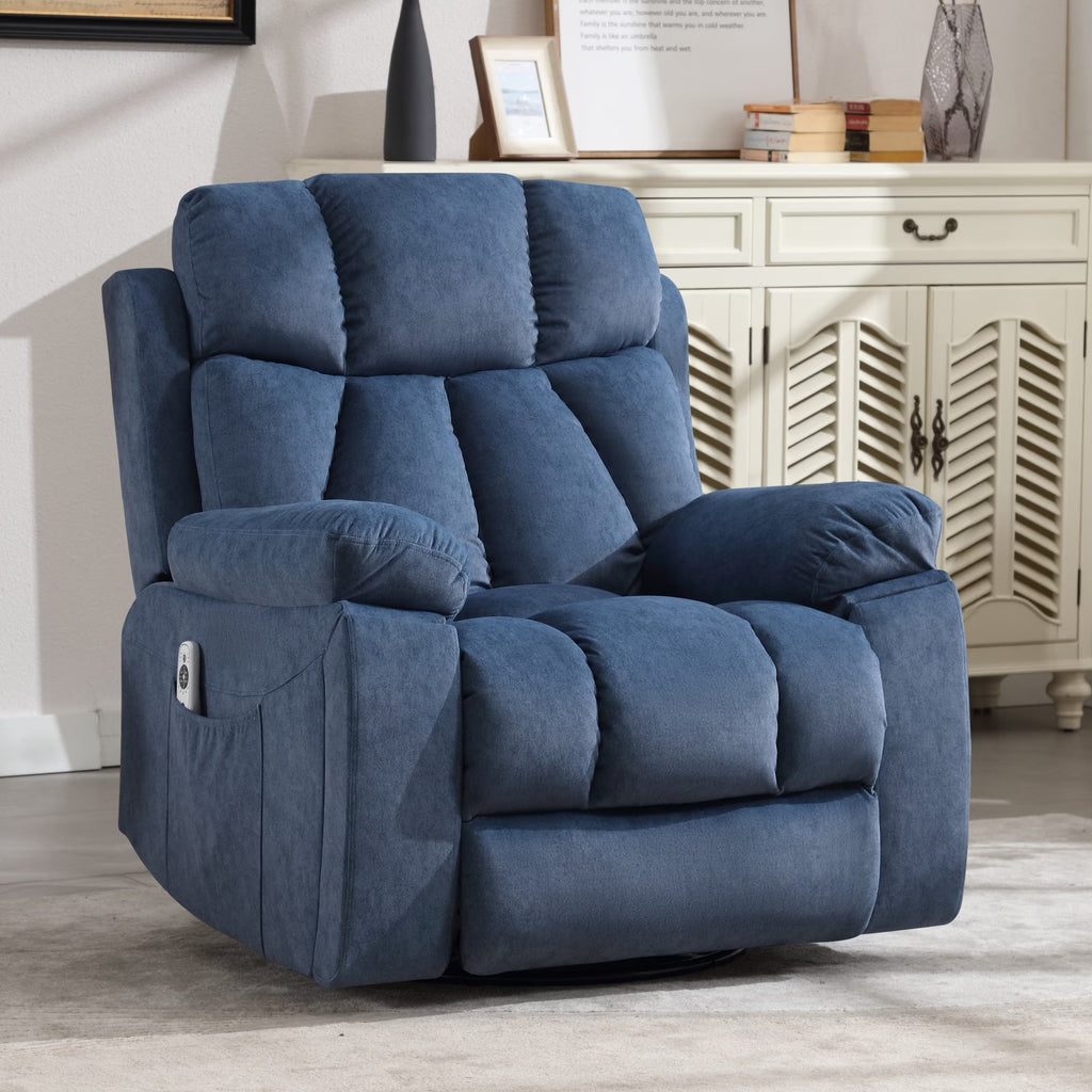 Blue Recliner Chair with Massage and Heat W22565