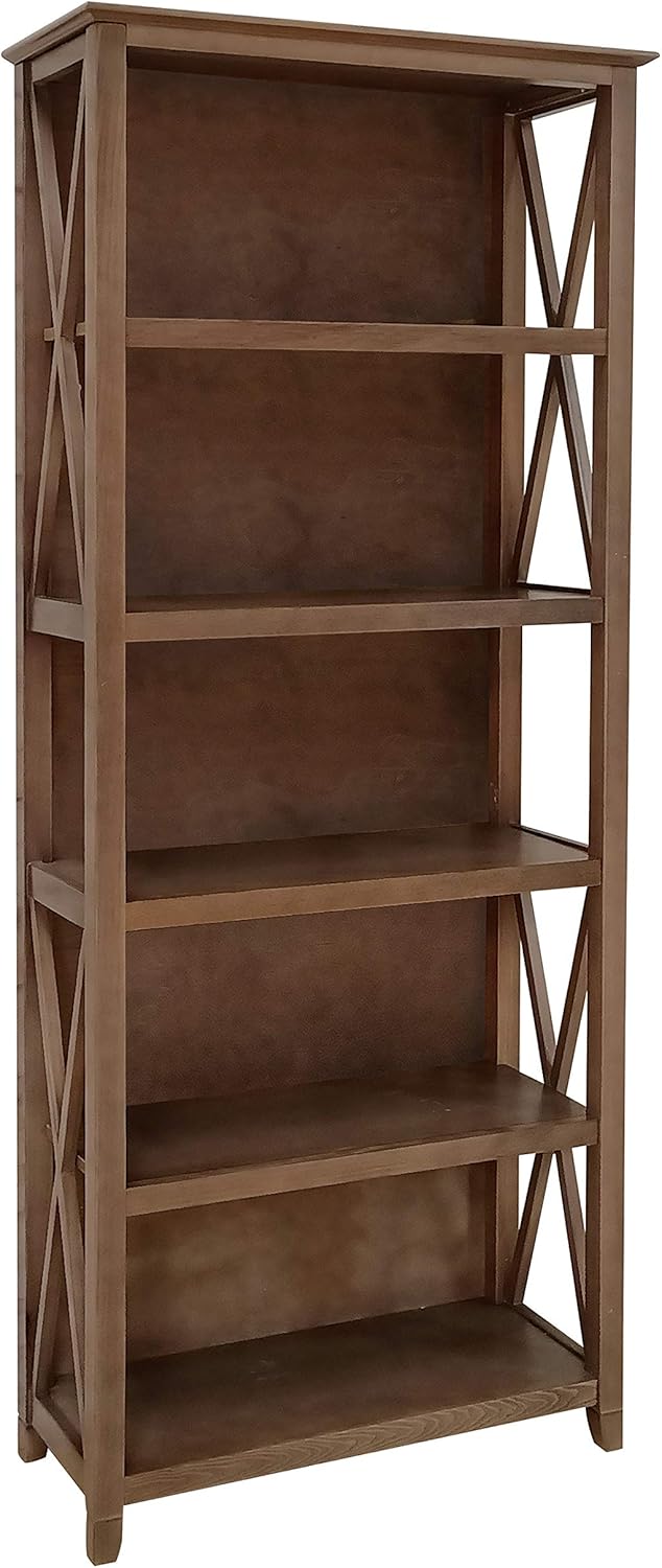 Weathered Oak Finish 5-Shelf Bookcase X3932