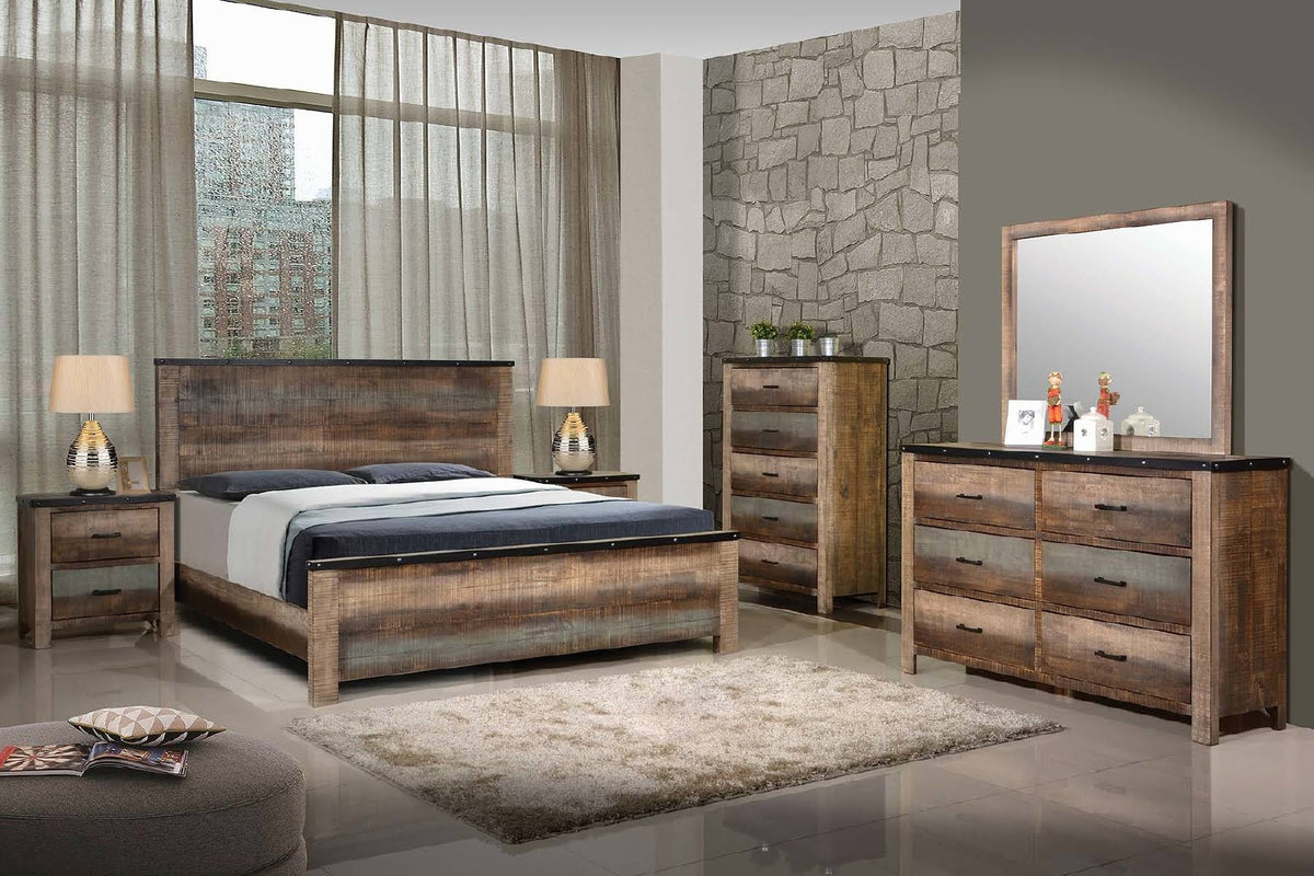 Antique Multi-Color Eastern King Bed P66323