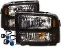 Black Housing Halogen Headlights Compatible With Ford Super Duty 1999-2007 P342