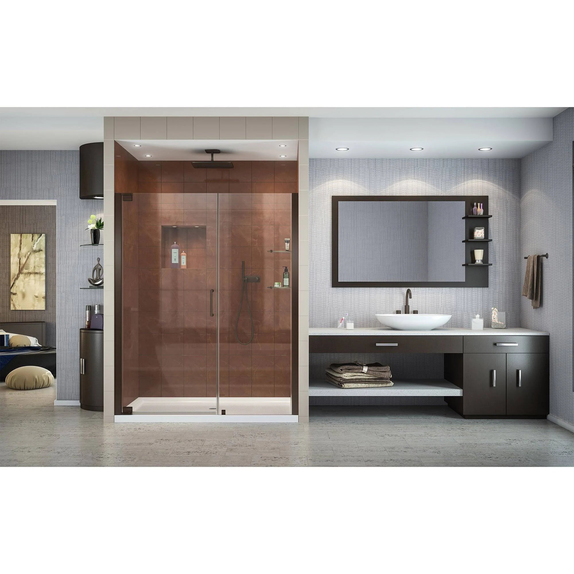 Pivot Shower Door, Oil Rubbed Bronze Finish Hardware V1851