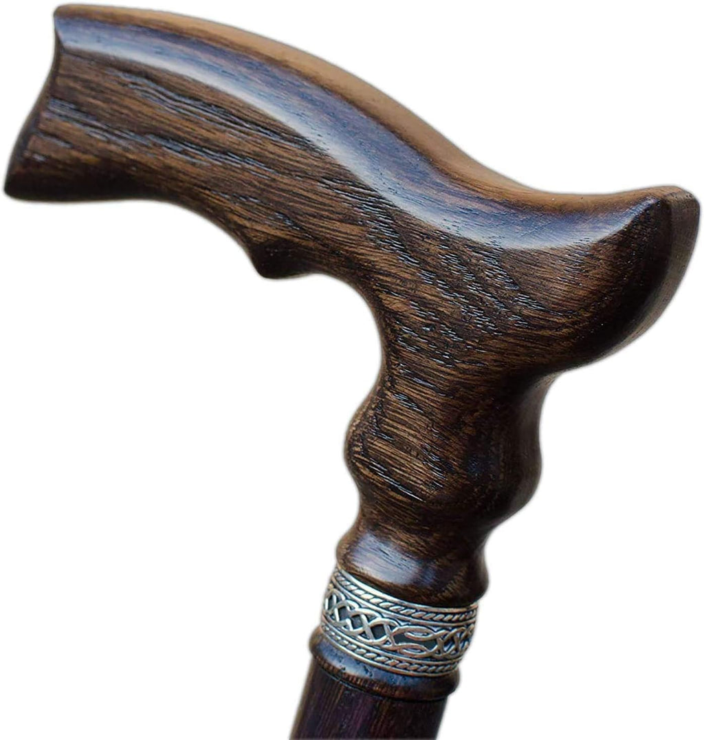 Hand Carved Ergonomic Oak Wood Walking Cane (Walnut) F38354