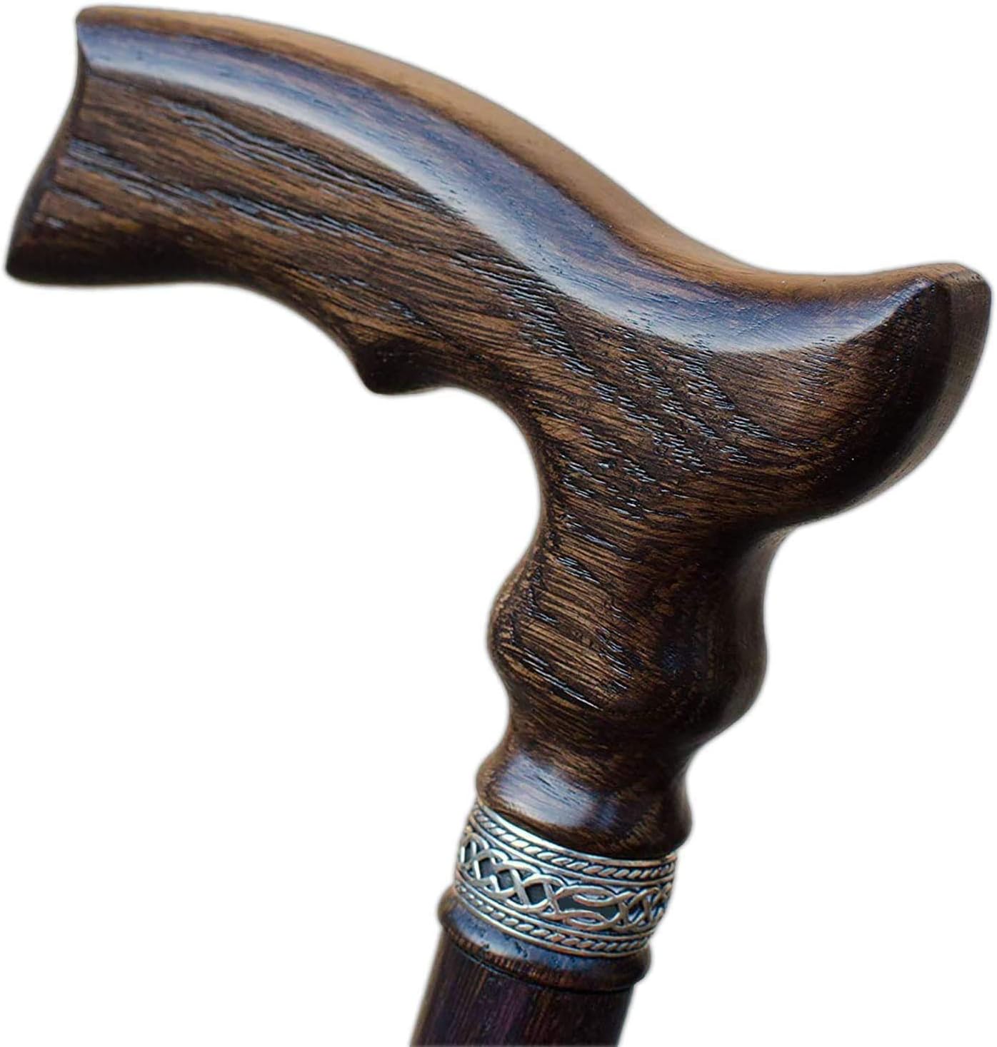 Hand Carved Ergonomic Oak Wood Walking Cane (Walnut) F38354