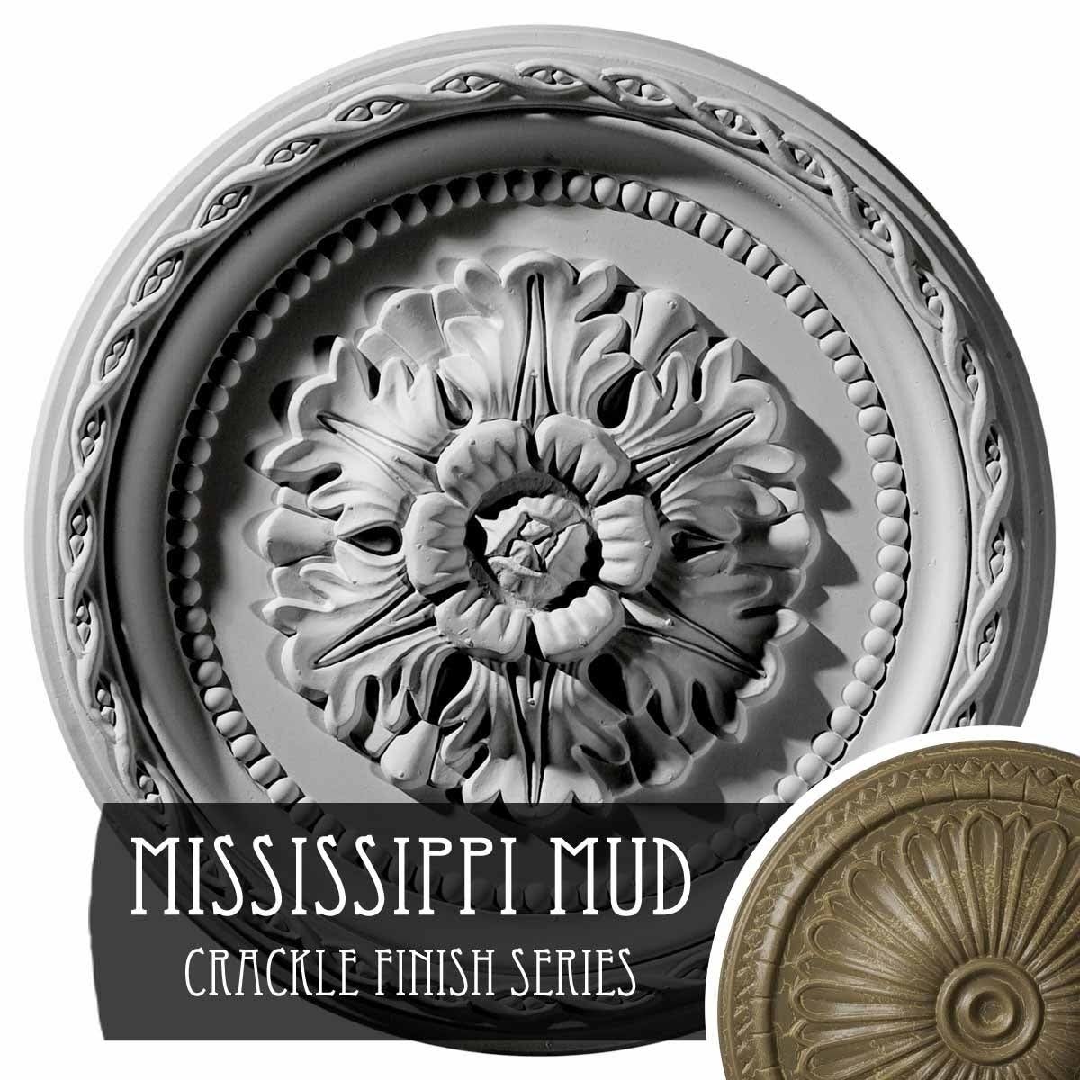 Hand-Painted Mississippi Mud Crackle Ceiling Medallion N241