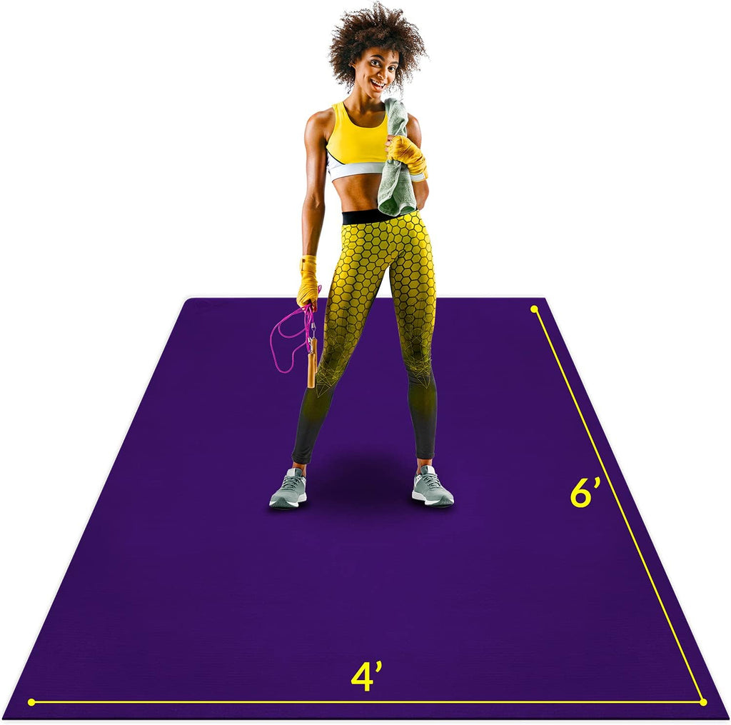 Large Exercise Mat 6' x 4' x 7mm Non-Slip Rubber Workout Mat T5239