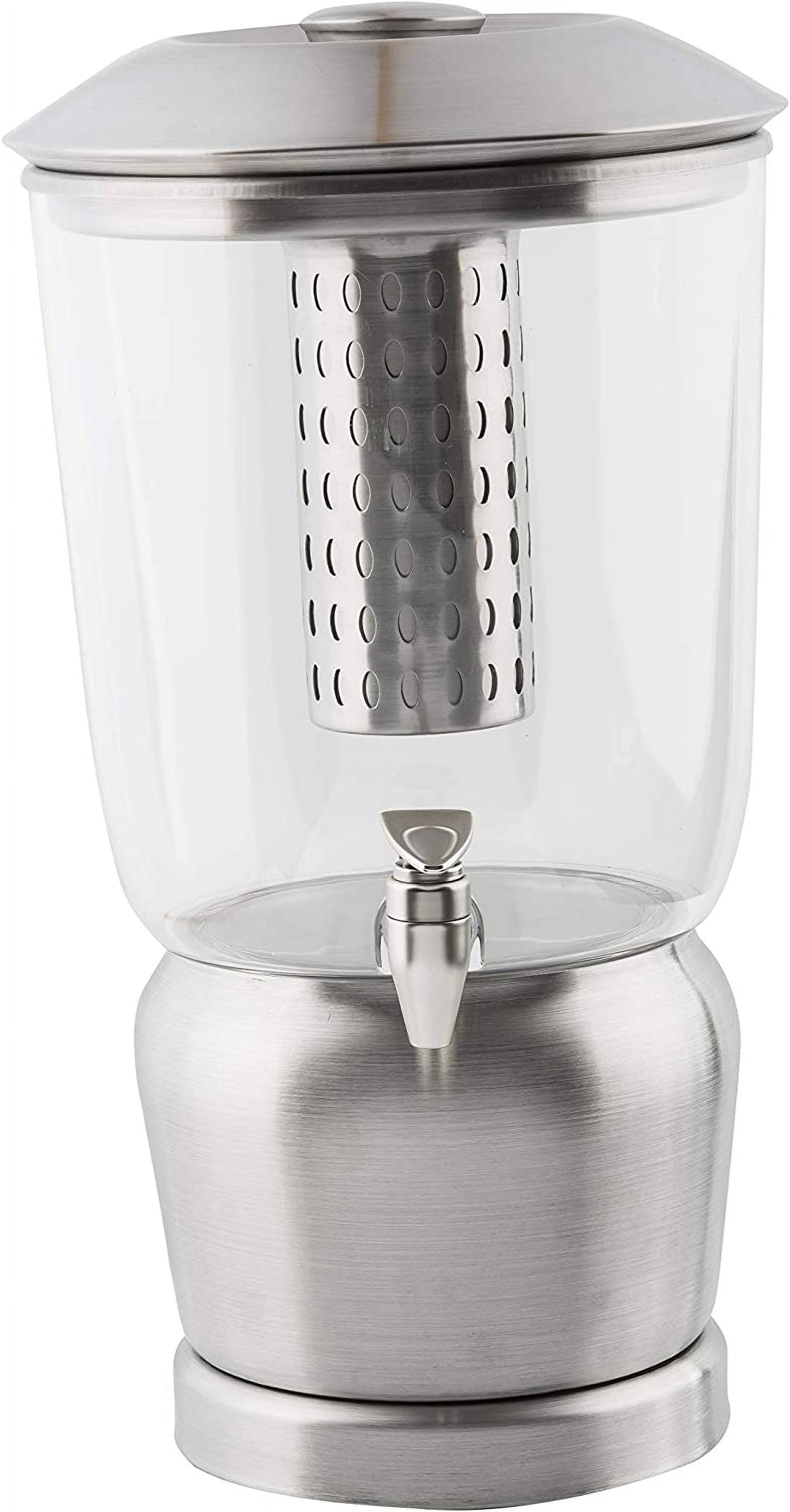 Gallon Drink Dispenser with Fruit Infuser & Stand, Tritan Stainless Steel Y4021