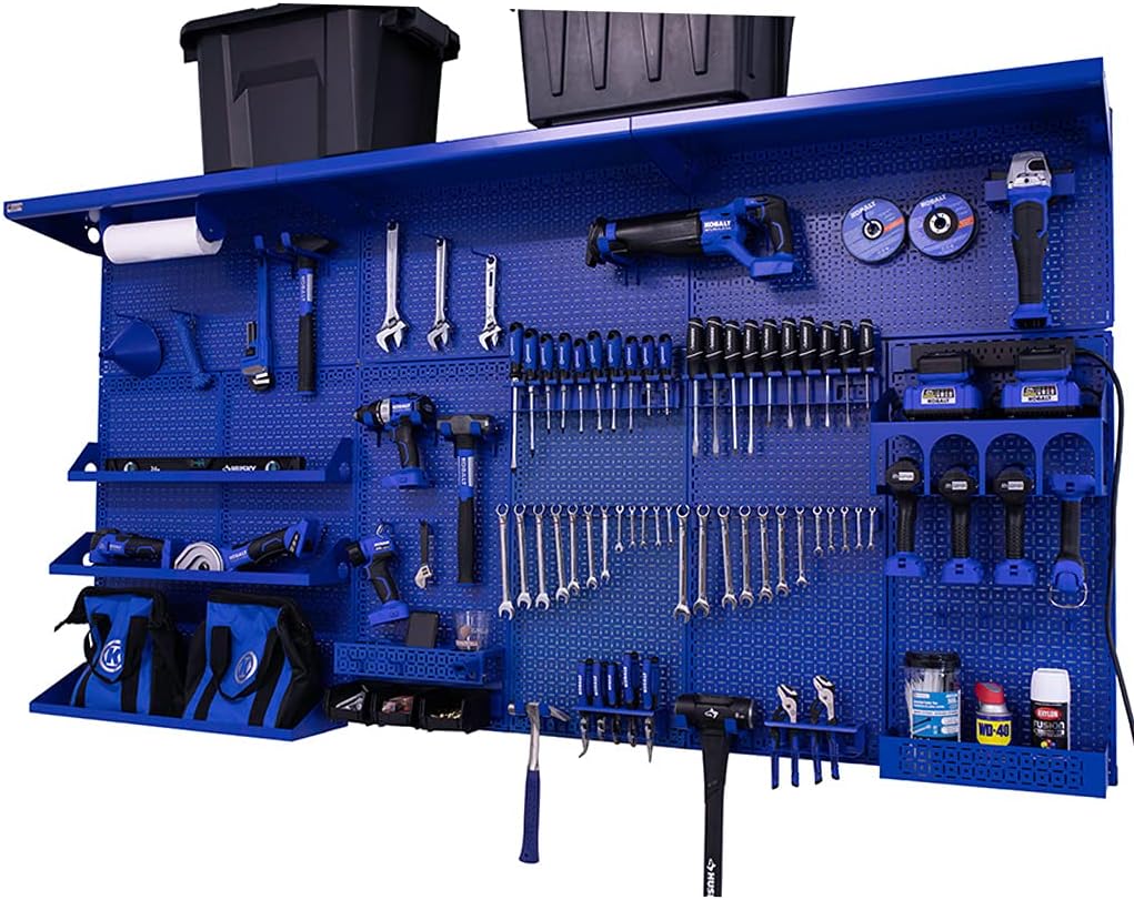 Black/Silver Metal Pegboard Wall Organization System N54188