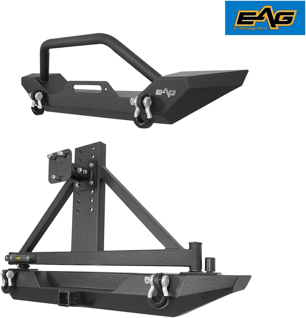 Rear Bumper with Tire Carrier & Front Bumper with LED Lights Bumper Combo P268026