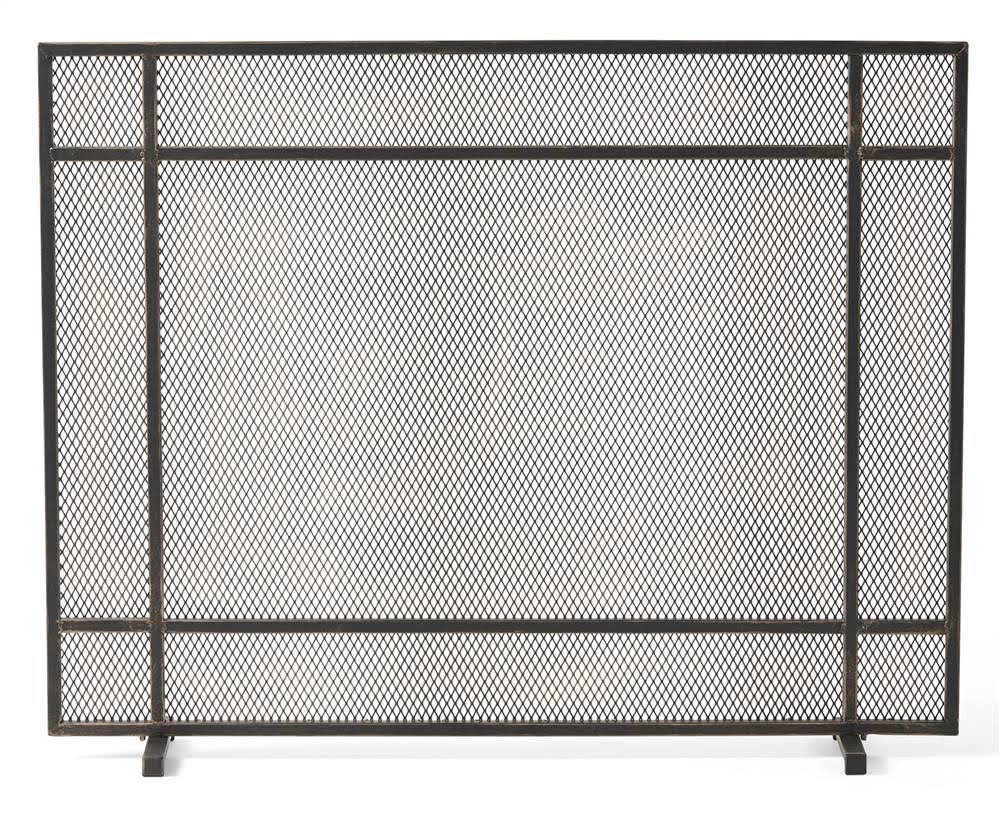 Black Brushed Gold Single Panel Iron Fire Screen H159375