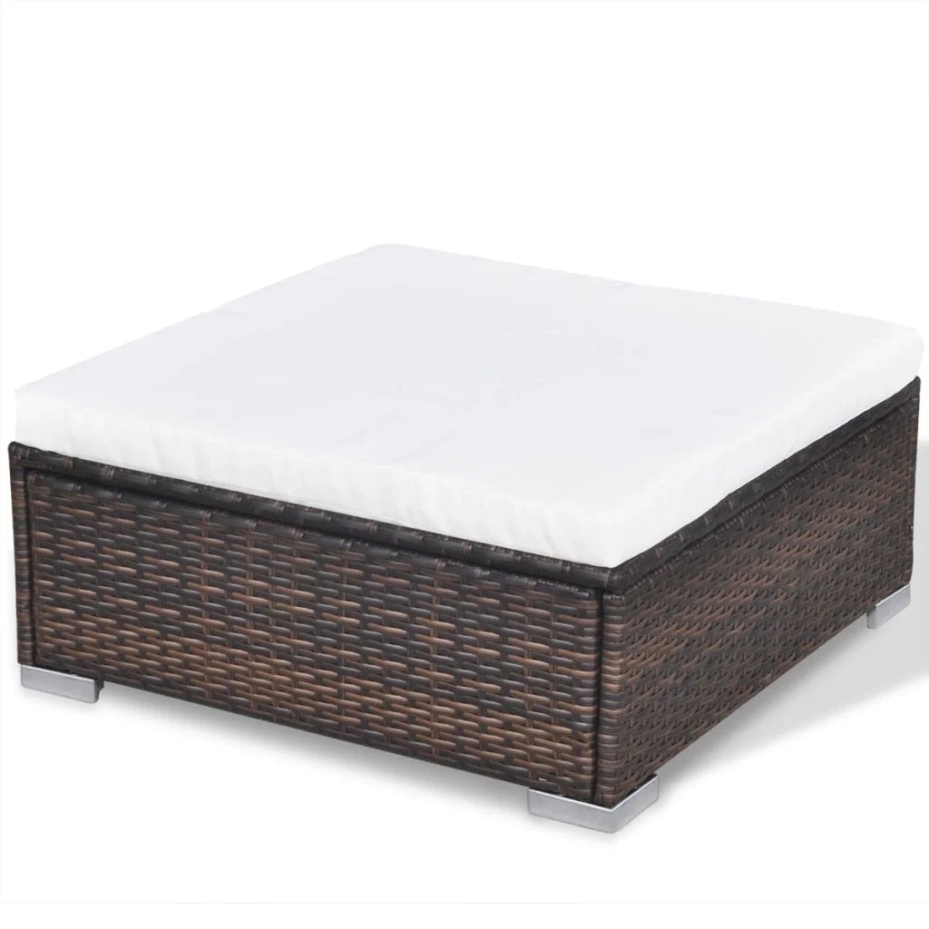 10 Piece Brown Poly Rattan Outdoor Sofa Set with Coffee Table and Ottoman B618