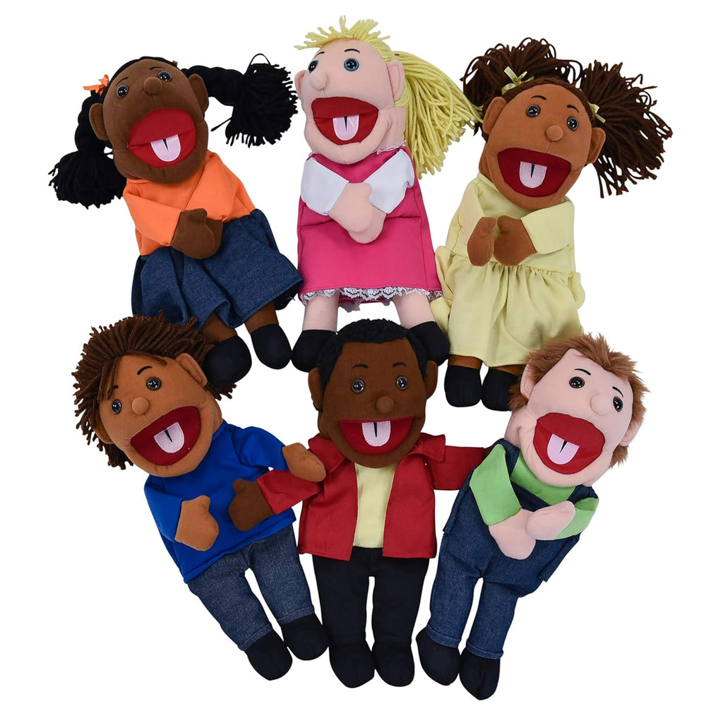 15 Ethnic Children Puppets with Movable Mouths, Set of 6 H837170