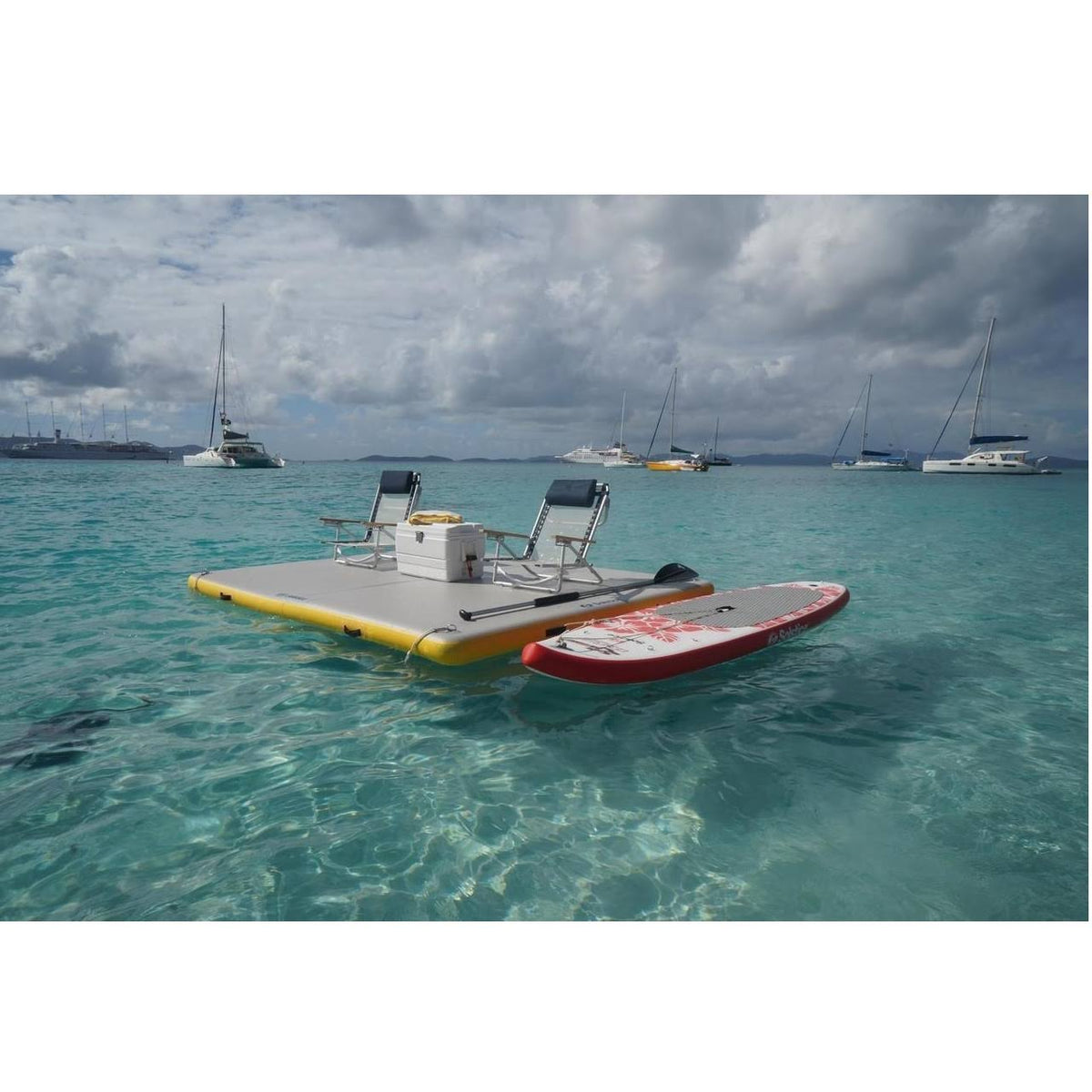 6-ft Yellow and White Inflatable Dock with Handles Z95688