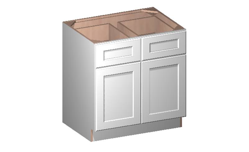 White 2 Doors 2 Drawers 1 Shelf Base Cabinet I3992