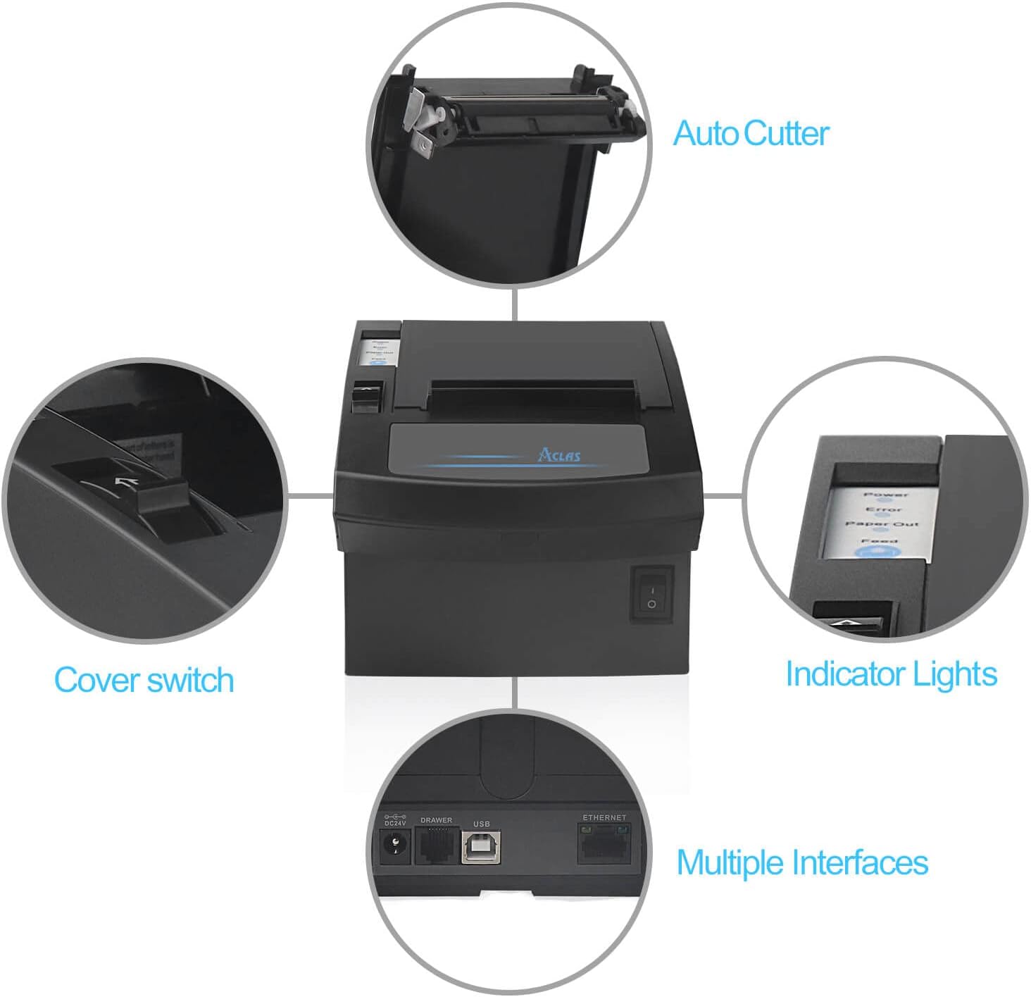 Thermal Receipt Printer 80mm with Auto Cutter Cash Drawer H433