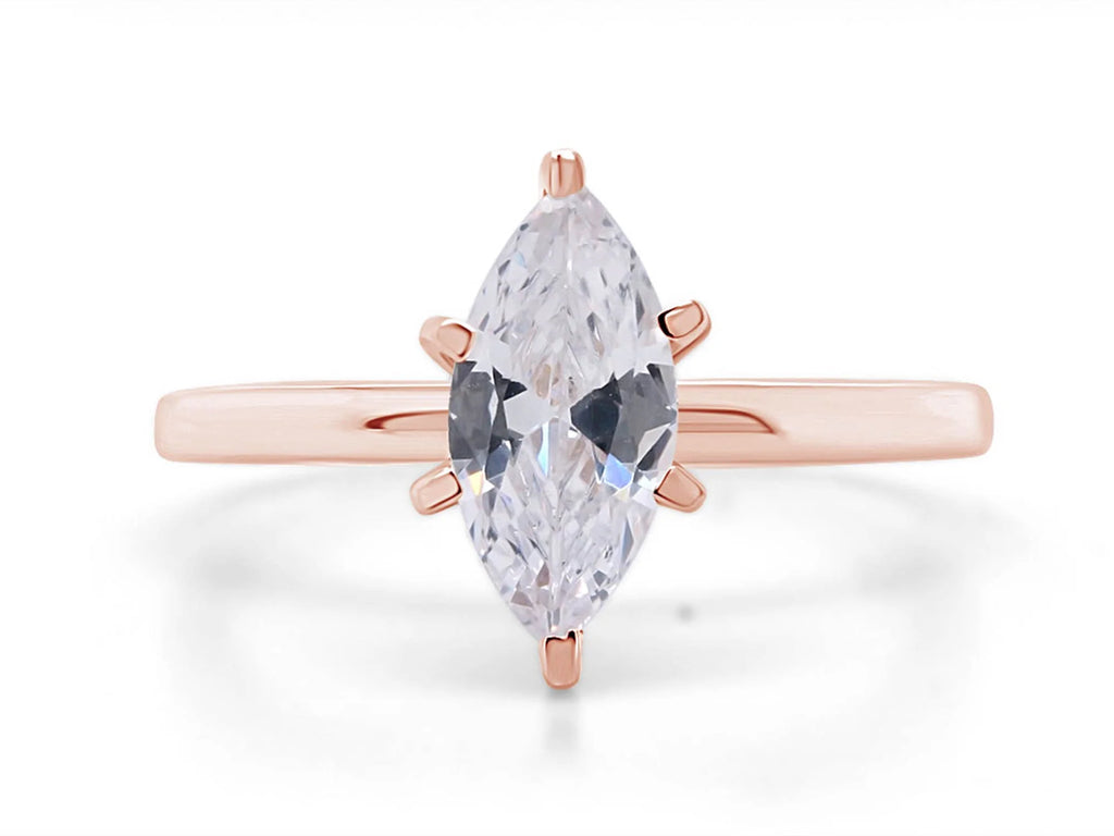 Rose Gold Cubic Zirconia Solitaire Engagement Ring G80429