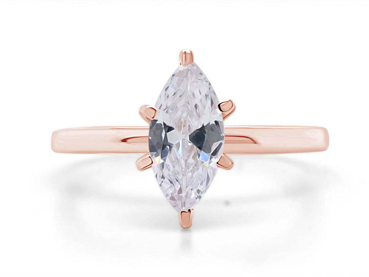 Rose Gold Cubic Zirconia Solitaire Engagement Ring G80429