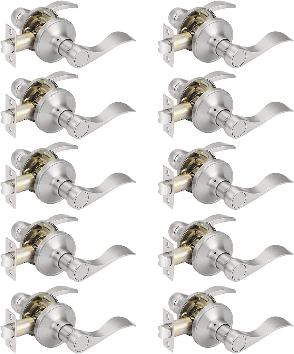10 Pack Satin Nickel Passage Door Levers A969