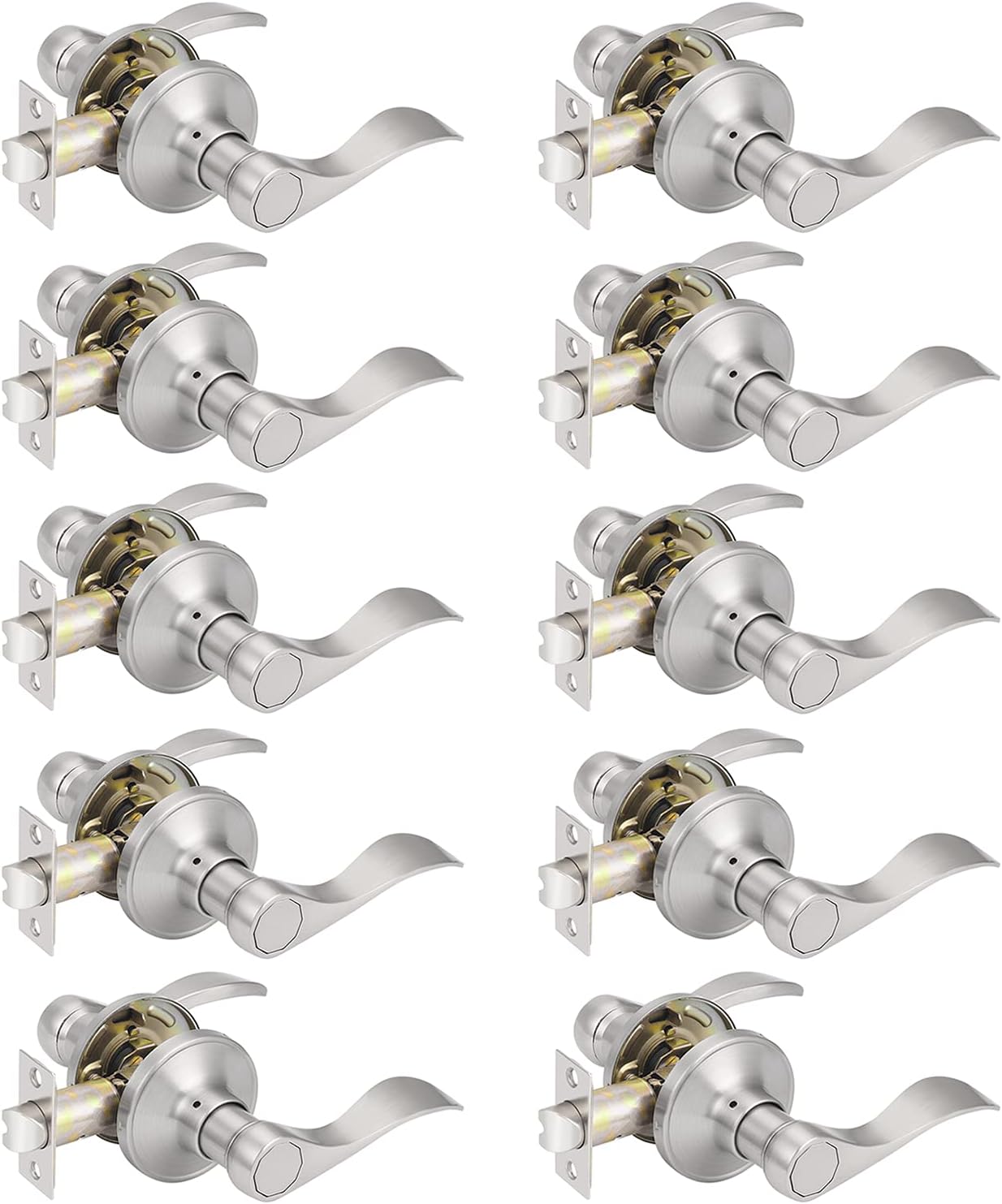 10 Pack Satin Nickel Passage Door Levers A969