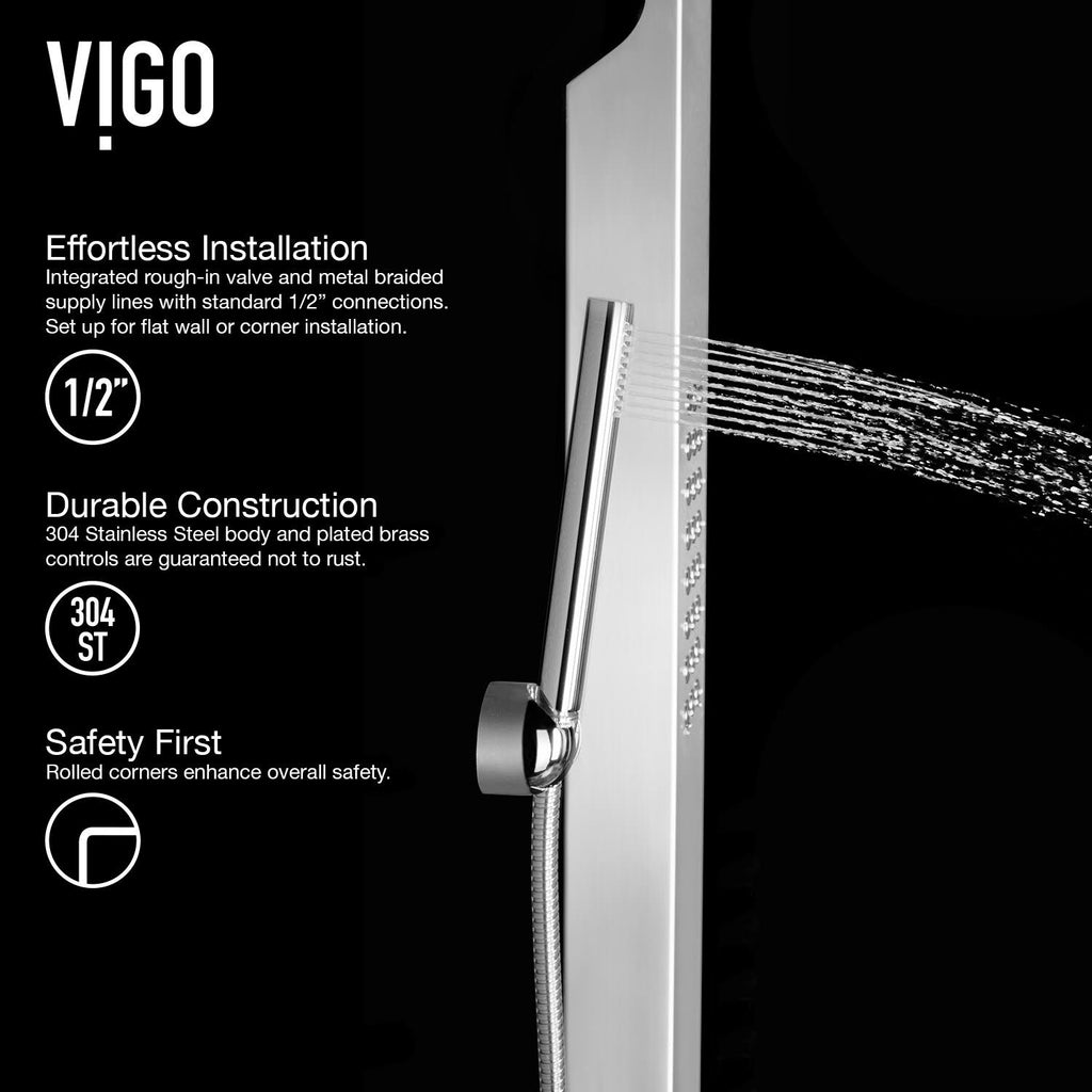 Chrome Shower Panel with Rain Head Massage System M677876