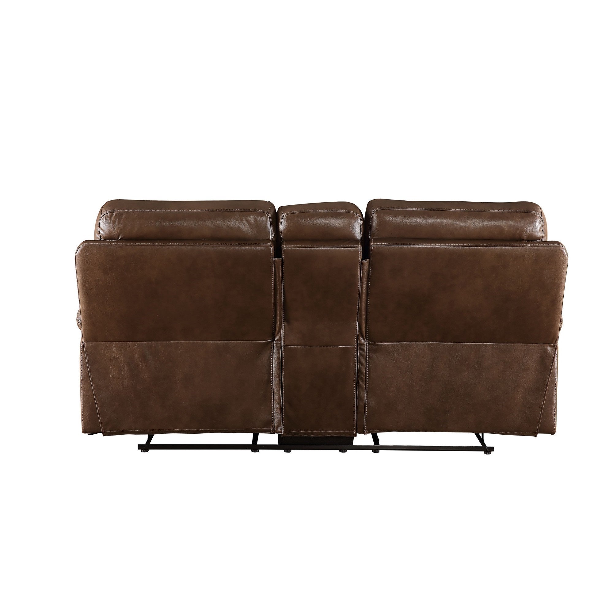 Brown Leatherette Motion Loveseat with Tufted Seat A141