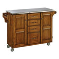 Oak Kitchen Island with Stainless Steel Top Q565