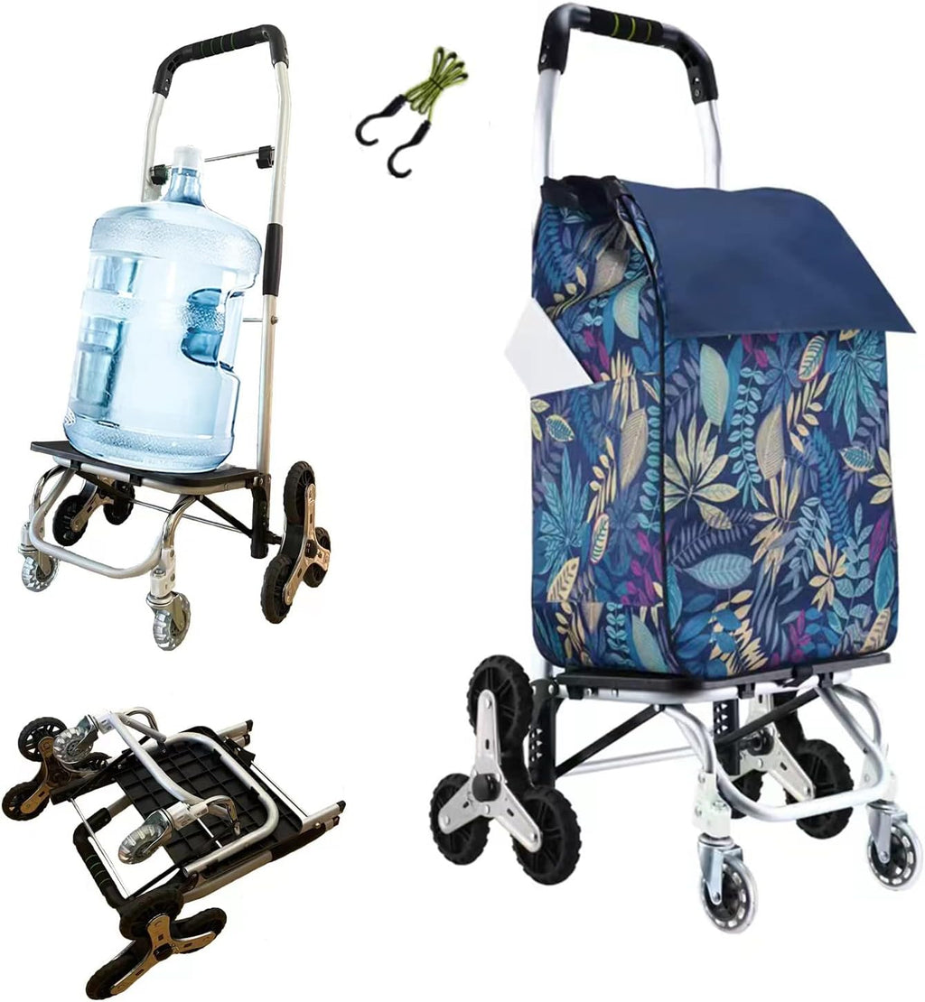Foldable Cart with Aluminum Frame, Waterproof Canvas, 8 Wheel, Navy Blue, Pack of 2 K67141