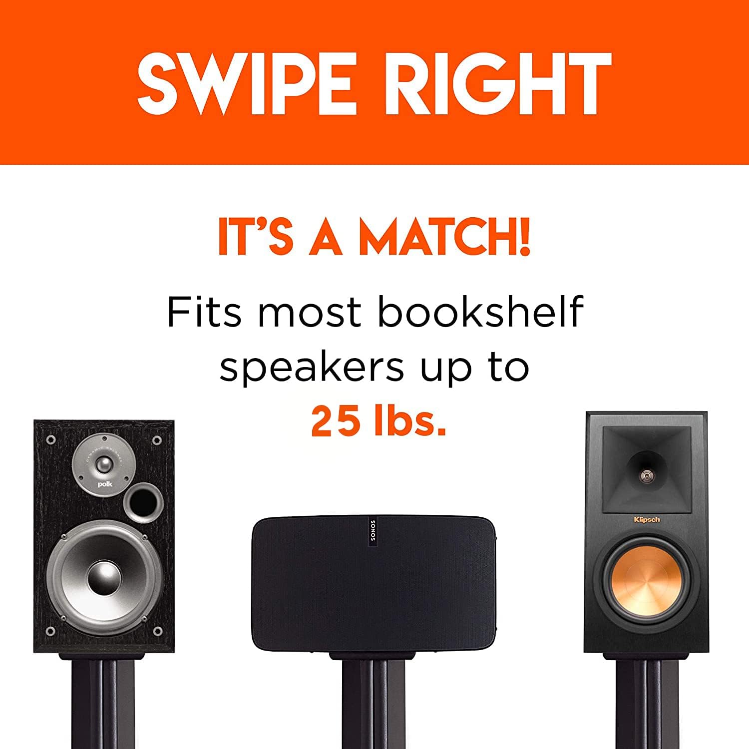 Universal Floor Speaker Stands with Sound Iso Pads & Carpet Spikes F664711