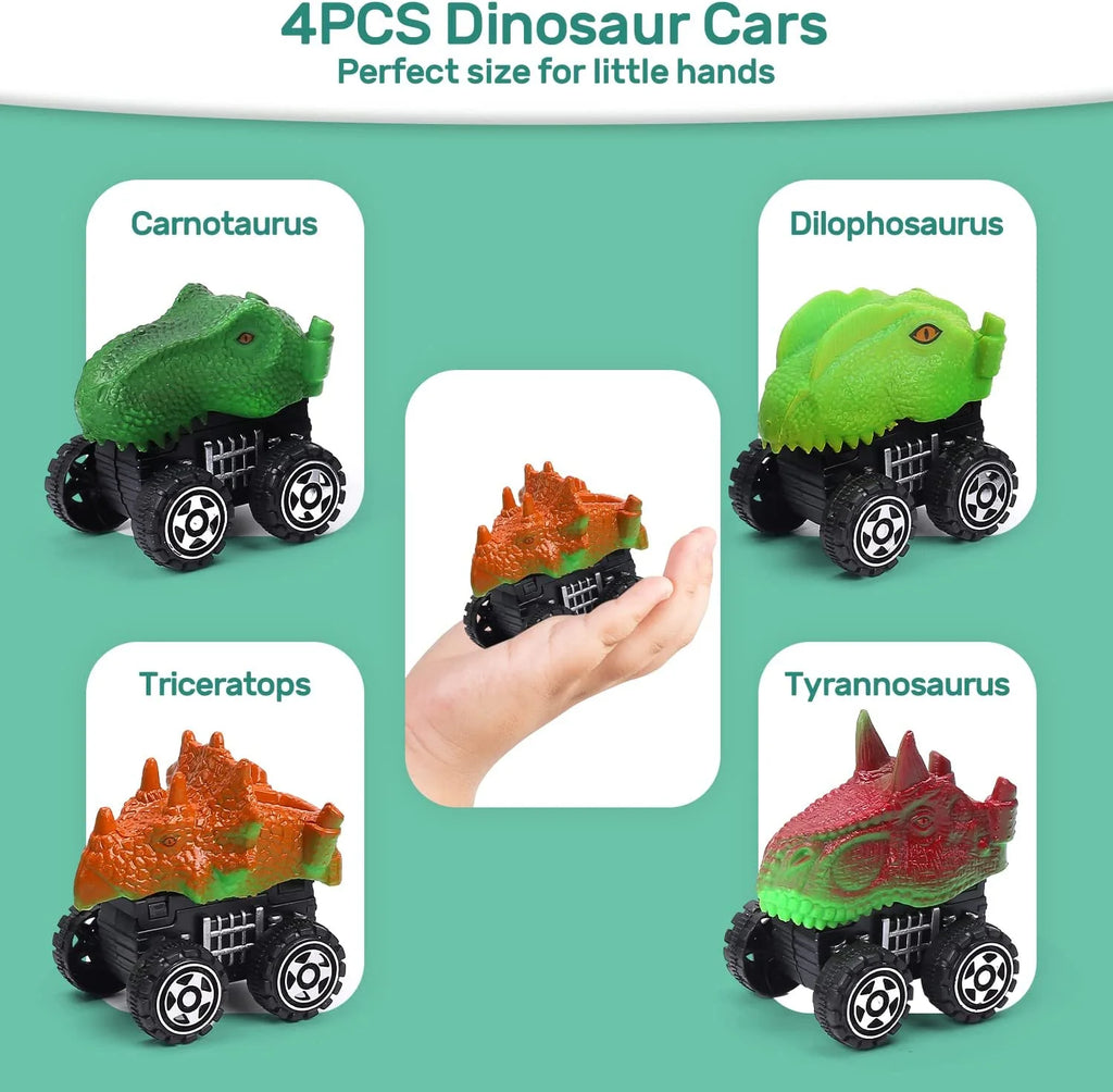 Blue Dinosaur Race Track Playset with 4 Mini Cars & 4 Dino W336