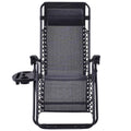 Folding Metal Outdoor Lounge Chair in Black (2-Pack) W532093