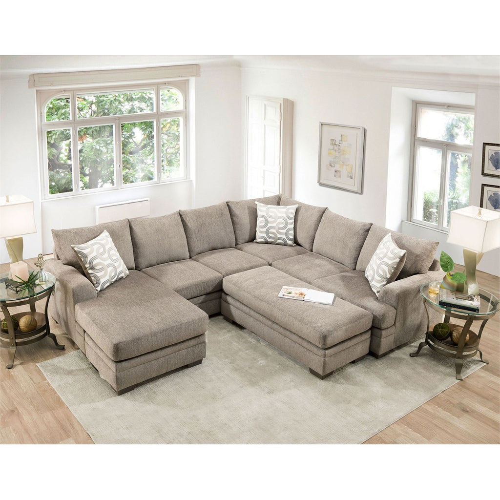 Cream 2-Piece Fabric Sectional with Accent Pillows C450030