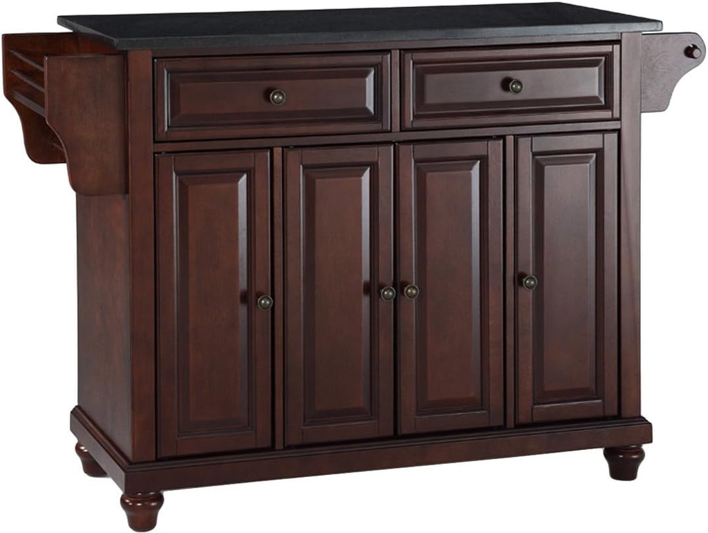 White Full Size Kitchen Island with Solid Granite Top H845