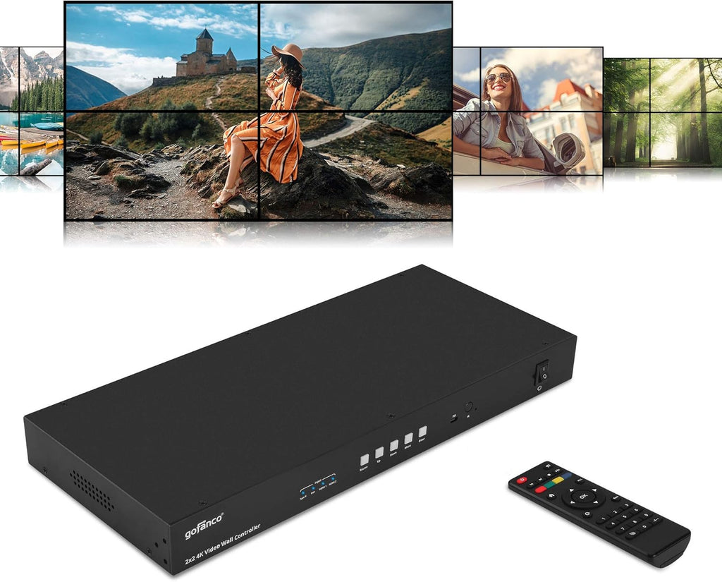 Video Wall Controller and Processor with 4K 30Hz, HDMI, USB-C, DP, VGA, 25 Display Modes G93084