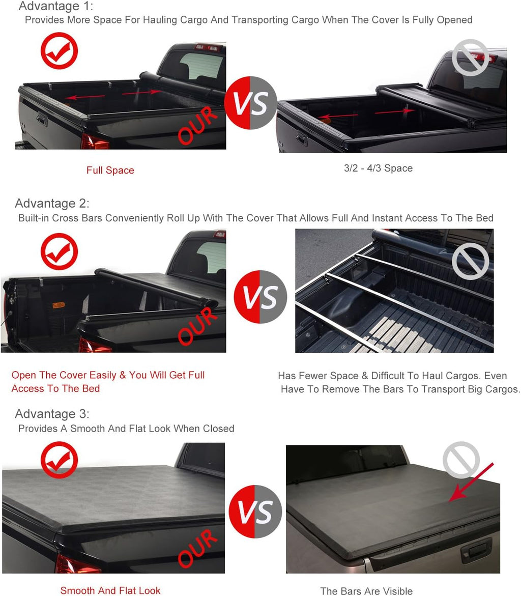 Soft Roll Up Tonneau Cover for Pickup 5ft Bed S22689