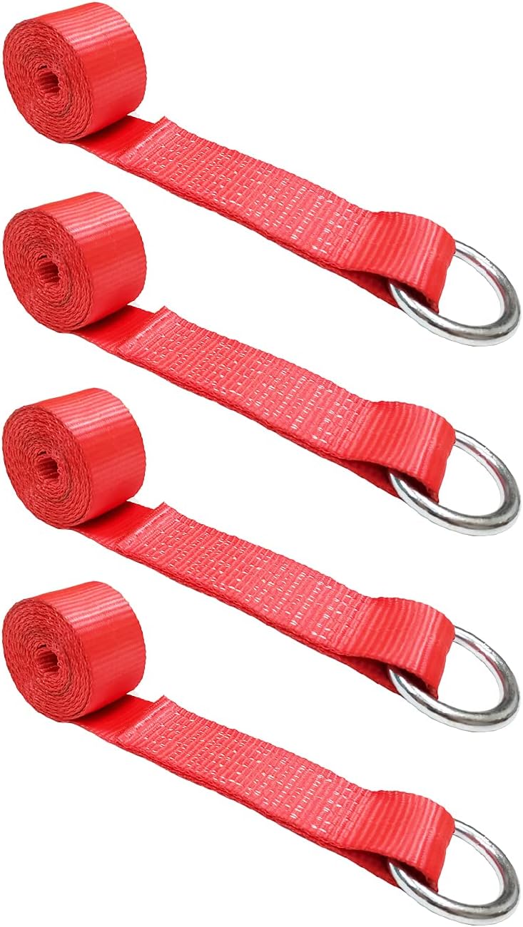 2 in x 10 ft Red O-Ring Trailer Tie Down Strap U84989