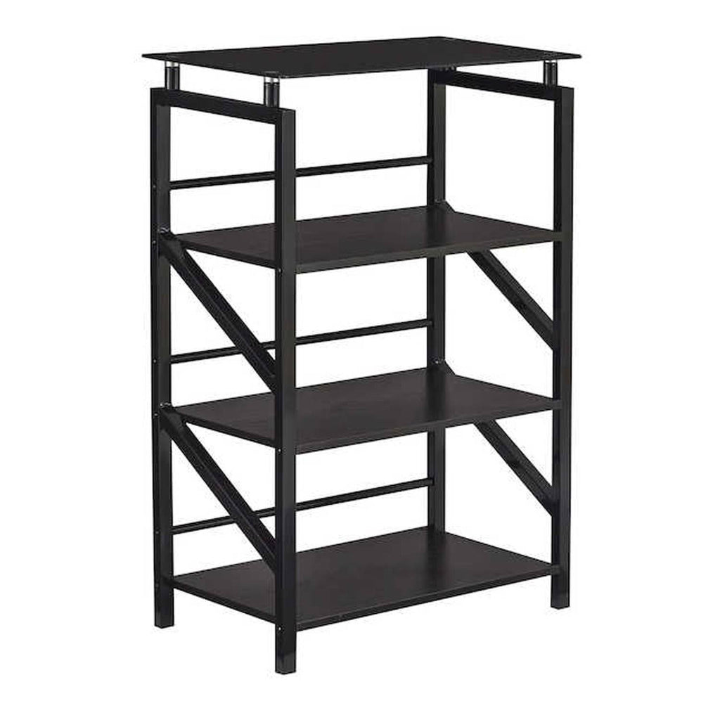 White 4 Shelf Glass Top Bookcase Z829653