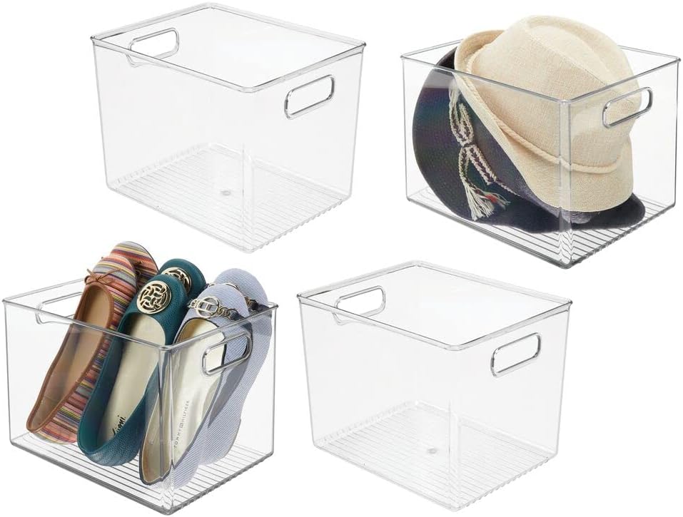 Clear Plastic Storage Basket with Handles 4 Pack L148989