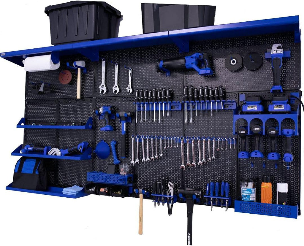 Black/Silver Metal Pegboard Wall Organization System N54188