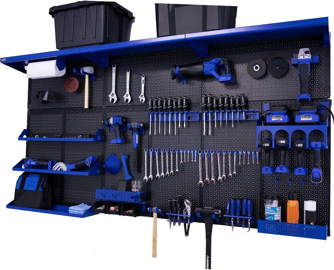 Black/Silver Metal Pegboard Wall Organization System N54188