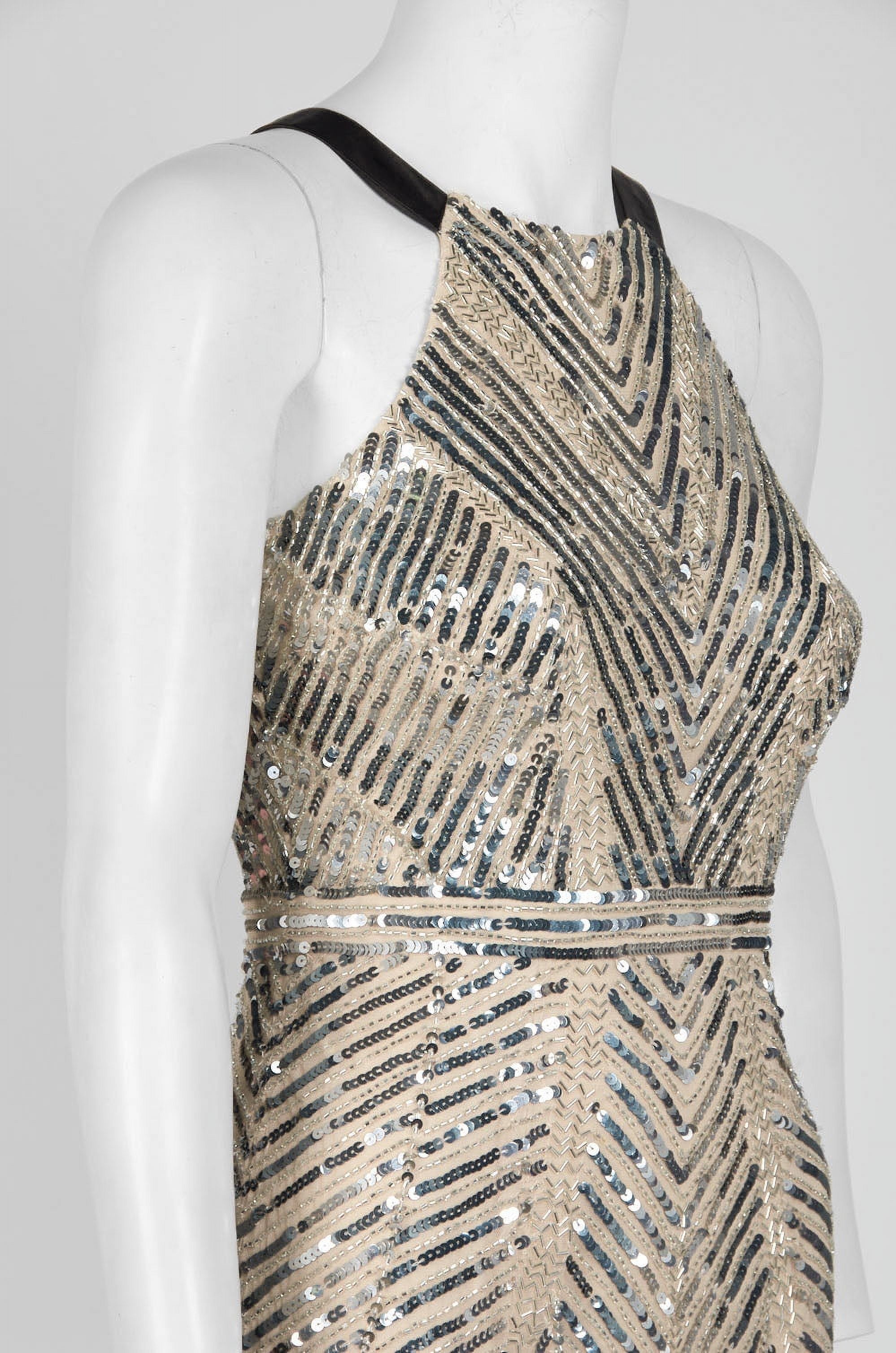 Champagne Halter Neck Bodycon Sequin Dress O162